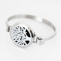 Perfume/Essential Oil - Bangle - Tree of Life - Silver Tone